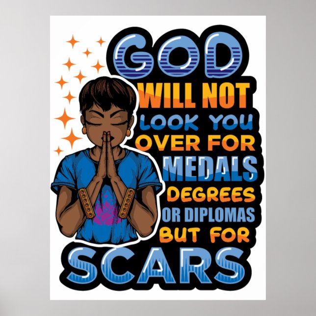 Poster Mulher negra rezando guerreira a Deus (Frente)