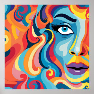 Poster Mulher Negra Vibrante Grelha de Emoções