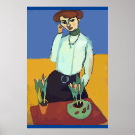 Poster Mulher no Abstrato de Telefone Celular, Estilo Mat