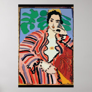 Póster Mulher no abstrato do telemóvel, estilo de Matiss