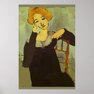 Poster Mulher no abstrato do telemóvel, estilo de Matiss