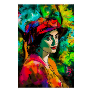 Póster Mulher no Chapéu Vermelho
