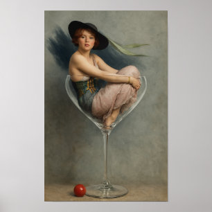 Poster Mulher no Copo de Martini
