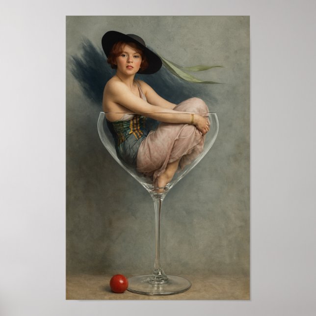 Poster Mulher no Copo de Martini (Frente)