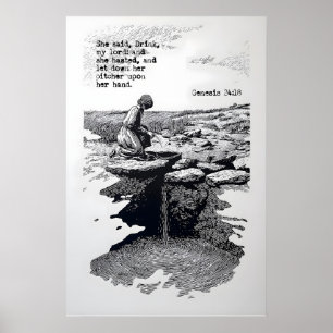 Poster Mulher no Poço Arte Impressa Gênesis 24 18