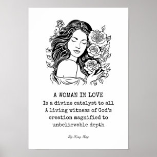 Poster Mulher no Poema do Amor, Preta e Branca com rosas
