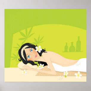 Poster Mulher no Spa Zen Relaxante Bem-Estar Tropical