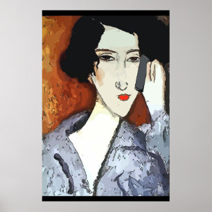 Poster Mulher no telefone celular Abstrato 4