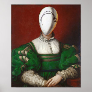 Poster MULHER no traje VERDE do teatro da forma do