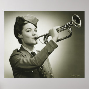 Póster Mulher no uniforme do soldado