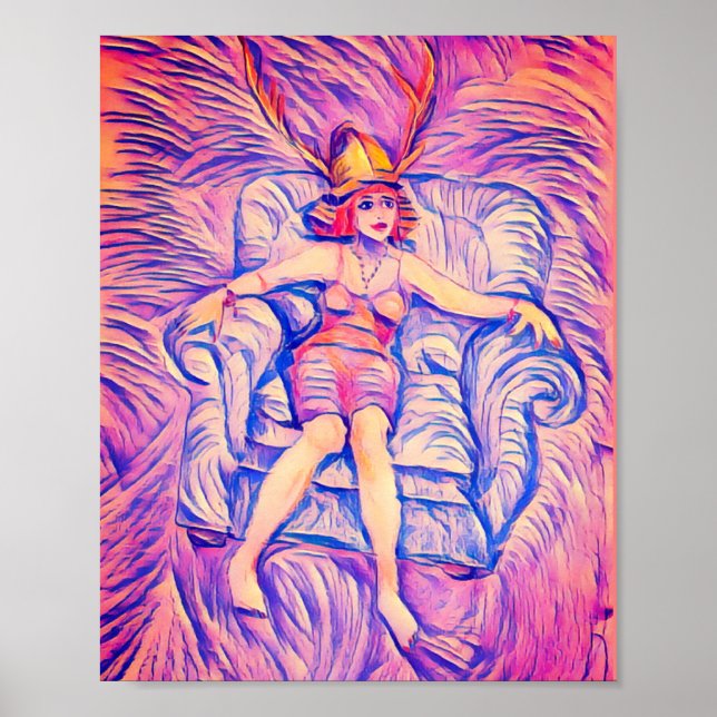 Poster Mulher num Chapéu Emplumado (Frente)