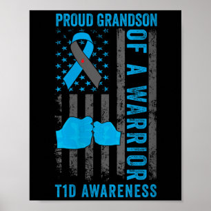 Poster Mulher Orgulhosa Avô De Um Guerreiro T1d Tipo 1 Di