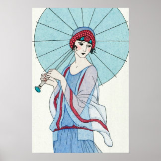 Poster Mulher Parasol Retrato Vintage Art