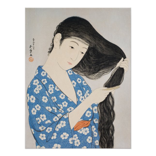 Póster Mulher Penteando o Cabelo (Frente)