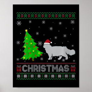 Poster Mulher Pérsica Cat Xmas Tree Lighting Fúcil Natal