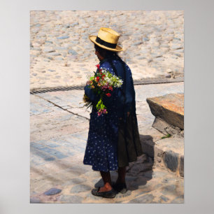 Póster Mulher peruana que guardara flores