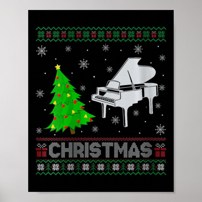 Poster Mulher Piano Xmas Tree Lighting Feia De Natal (Frente)