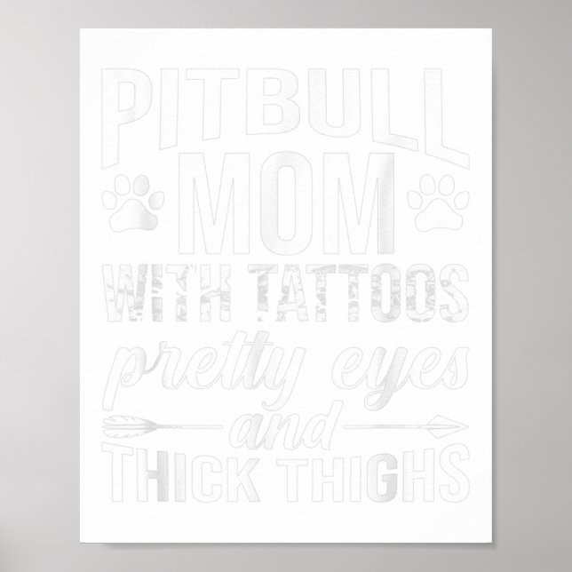 Poster Mulher Pitbull Mãe Com Tatuagens Bonito Olhos Espe (Frente)
