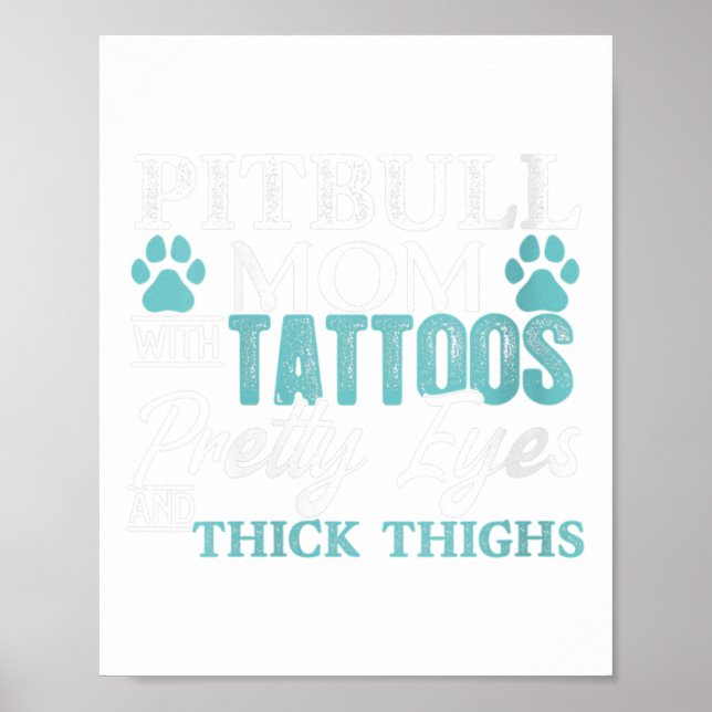 Poster Mulher Pitbull Mãe Tattoos Cachorro Cachorro Caçad (Frente)