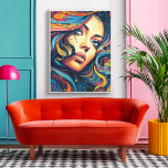 Poster Mulher Pop Art<br><div class="desc">Esta é uma poster divertida no estilo pop de arte do rosto de uma mulher em cores vibrantes para decorar seu quarto,  sala de estar,  escritório com.</div>