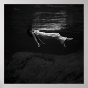 Poster Mulher preto e branco na fotografia da água