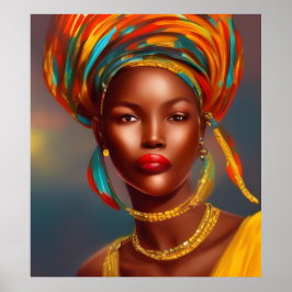 Poster mulher princesa africana 3 jóias de ouro