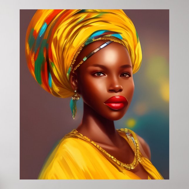 Poster mulher princesa africana 4 jóias de ouro (Frente)