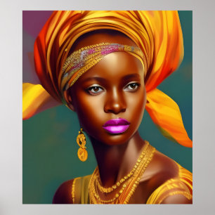 Poster Mulher princesa africana 5 jóias de ouro