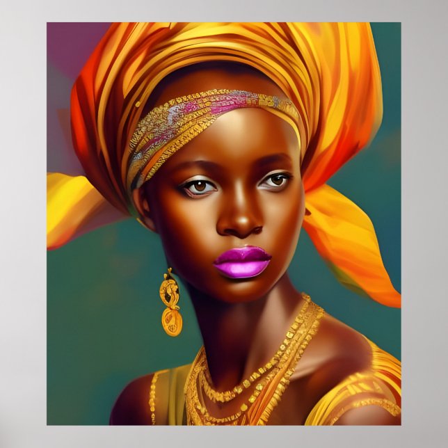 Poster Mulher princesa africana 5 jóias de ouro (Frente)