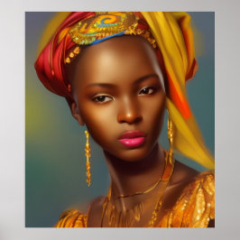 Poster mulher princesa africana jóias 6 ouro
