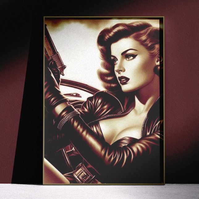 Póster Mulher Pulp Retro (Criador carregado)