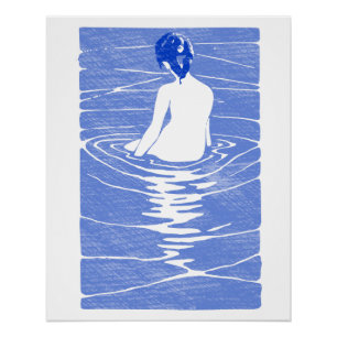 Póster Mulher que banha-se em Onsen
