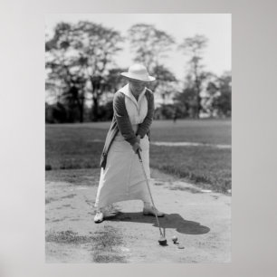 Póster Mulher que Golfing, 1910s do vintage