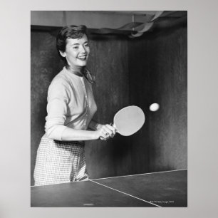 Póster Mulher que joga o ténis de mesa