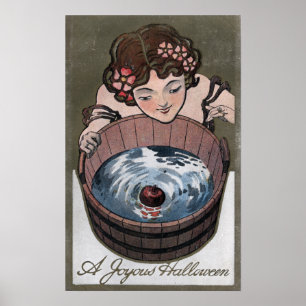 Poster Mulher que olha no tambor de madeira