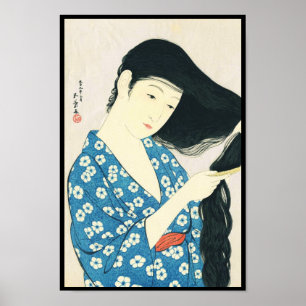 Póster Mulher que penteia seu cabelo Hashiguchi Goyo