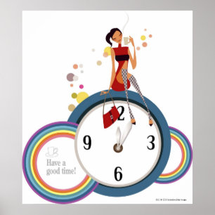 Póster Mulher que senta-se em um pulso de disparo e que