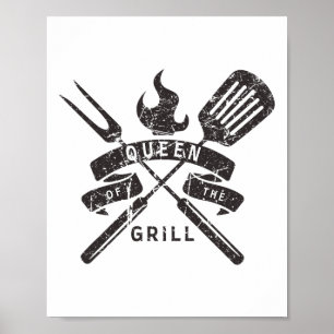 Poster Mulher Rainha Do Grill - Citação Mestra Grelha