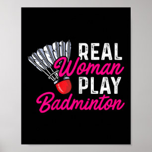 Poster Mulher Real Jogando Badminton Jogadora de Badminto