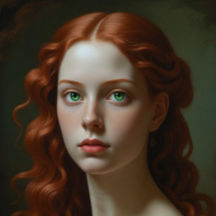 Póster Mulher Renascentista com olhos verdes brilhantes