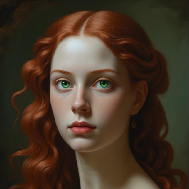 Póster Mulher Renascentista com olhos verdes brilhantes (Criador carregado)
