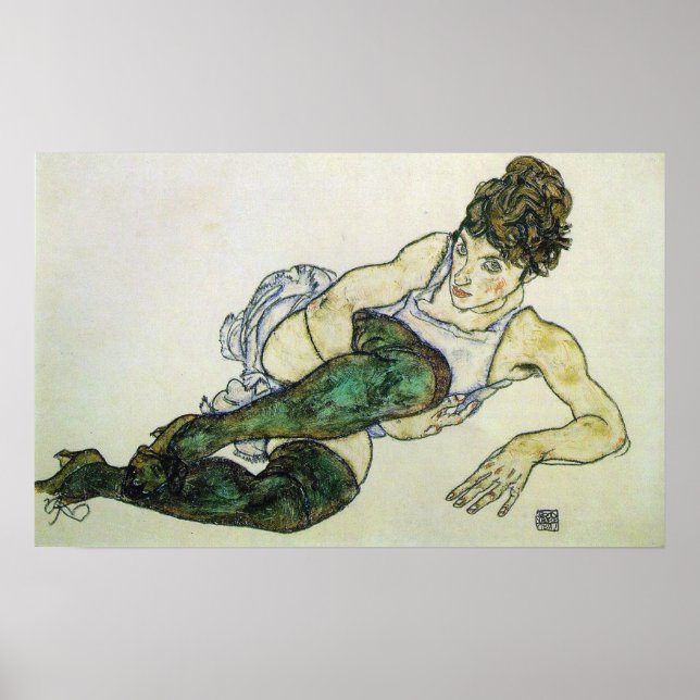 Poster Mulher retraidora, Egon Schiele 24W x 15H (Frente)