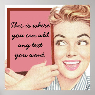 Póster Mulher retrô segurando um sinal