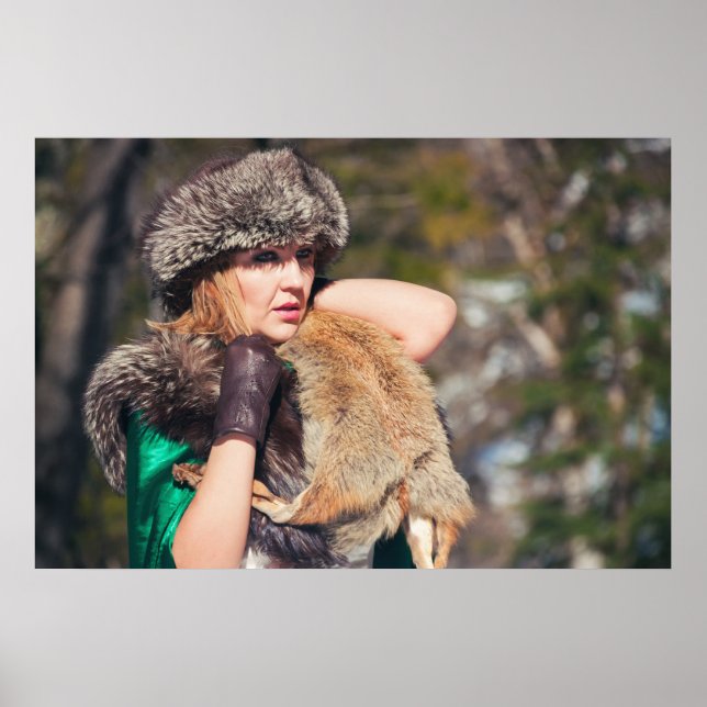 Poster Mulher retrora no inverno (Frente)