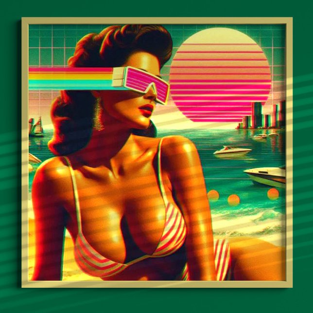 Poster Mulher retrowave 80s (Criador carregado)