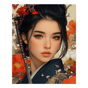 Póster Mulher Samurai, Guerreira Samurai