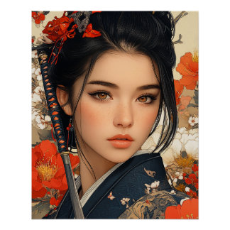 Póster Mulher Samurai, Guerreira Samurai
