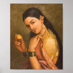 Poster Mulher Segurando Uma Fruta De Raja Ravi Varma
