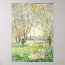 Mulher sentada em Willows - Claude Monet Fine Art