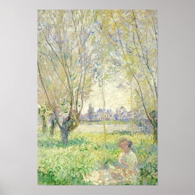 Poster Mulher sentada sob os Willows - Claude Monet (Frente)